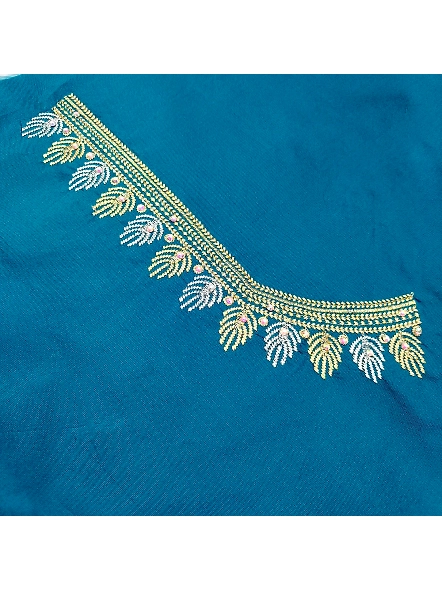 Premium Embroidery Blouse Material-Aqua-2