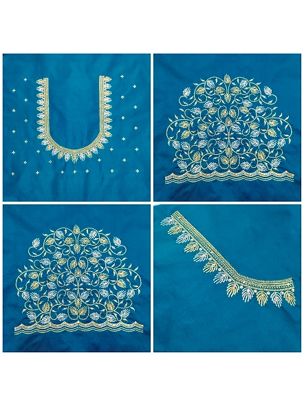 Premium Embroidery Blouse Material-Aqua-3