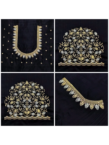 Premium Embroidery Blouse Material-Black-3