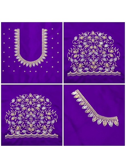 Premium Embroidery Blouse Material-Blue-3