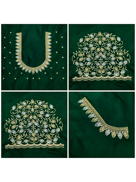 Premium Embroidery Blouse Material-Green-3