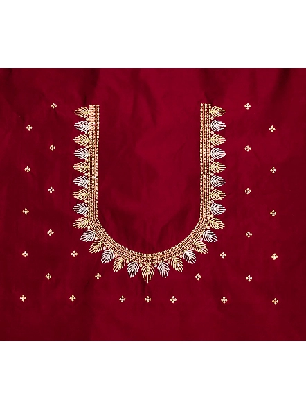 Premium Embroidery Blouse Material-Malati_Maroon
