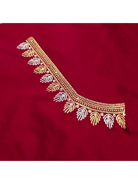 Premium Embroidery Blouse Material-Maroon-2