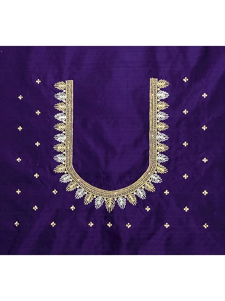 Premium Embroidery Blouse Material-Malati_Navy_Blue