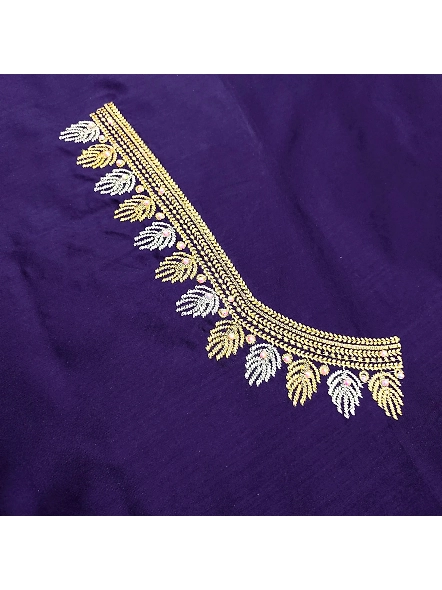 Premium Embroidery Blouse Material-Navy Blue-2