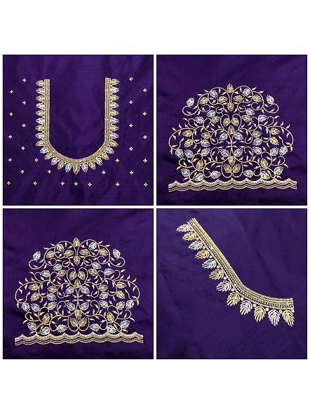 Premium Embroidery Blouse Material-Navy Blue-3