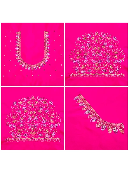 Premium Embroidery Blouse Material-Pink-3
