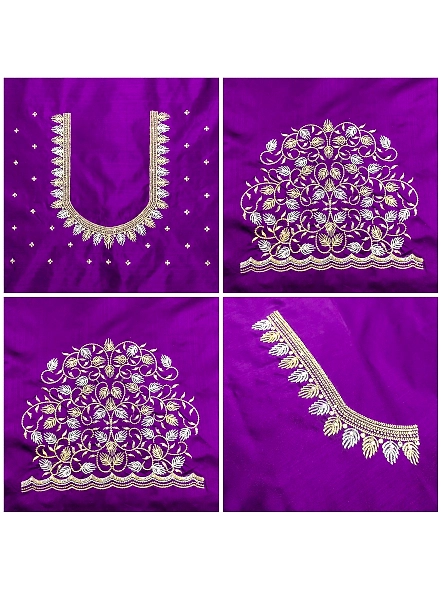 Premium Embroidery Blouse Material-Purple-3