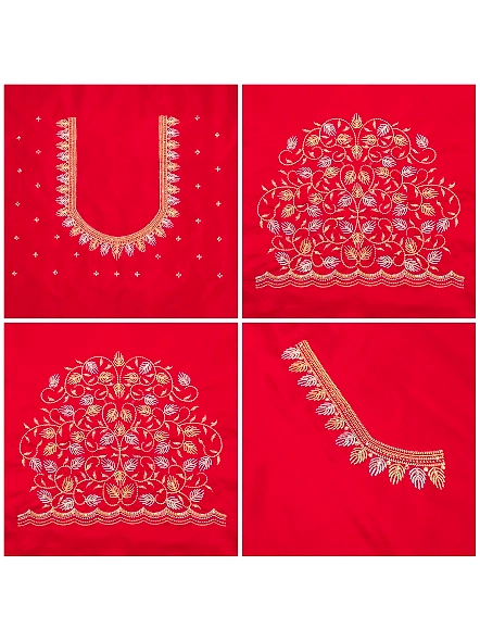 Premium Embroidery Blouse Material-Red-3