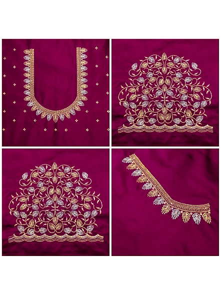 Premium Embroidery Blouse Material-Wine-3