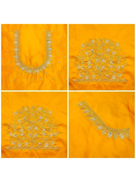 Premium Embroidery Blouse Material-Yellow-3