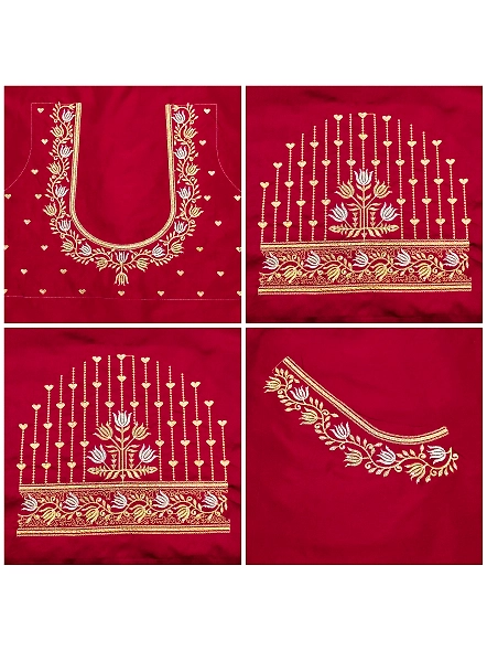 Exquisite Embroidered Blouses-Maroon-3