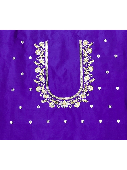 Luxurious Taffeta Silk Embroidery Blouse Fabric-Jasmin_Blue