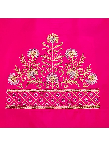 Luxurious Taffeta Silk Embroidery Blouse Fabric-Pink-1