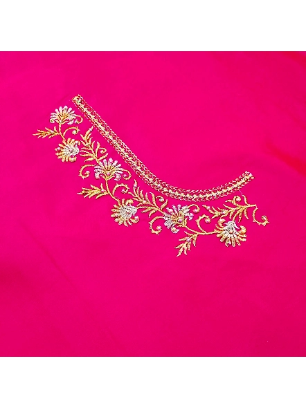 Luxurious Taffeta Silk Embroidery Blouse Fabric-Pink-2