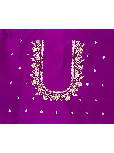 Luxurious Taffeta Silk Embroidery Blouse Fabric-Jasmin_Purple