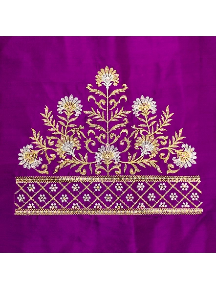 Luxurious Taffeta Silk Embroidery Blouse Fabric-Purple-1