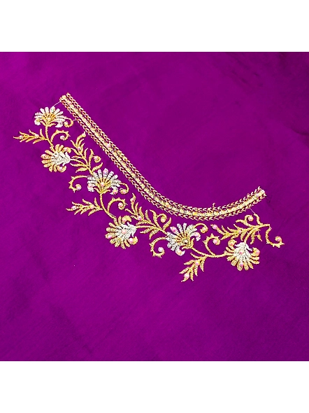 Luxurious Taffeta Silk Embroidery Blouse Fabric-Purple-2