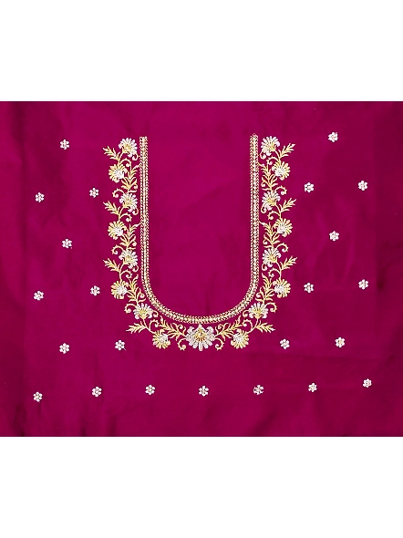Luxurious Taffeta Silk Embroidery Blouse Fabric-Jasmin_Wine