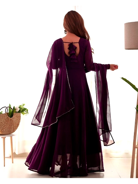 Purple Designer Gown For Women-Purple-S