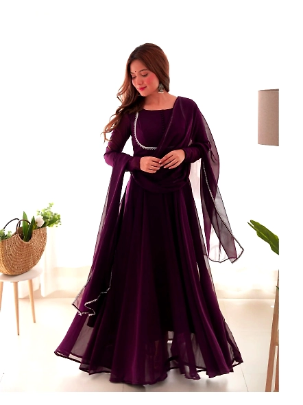 Purple Designer Gown For Women-Purple-XL-2