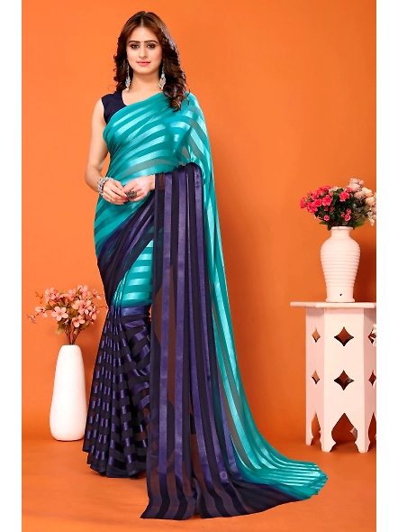 Elegant Women Striped Saree with Contrast Border-Komila_Byan