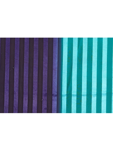 Elegant Women Striped Saree with Contrast Border-Cyan-5