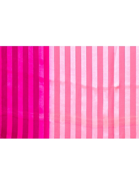Elegant Women Striped Saree with Contrast Border-PinkWhite-5