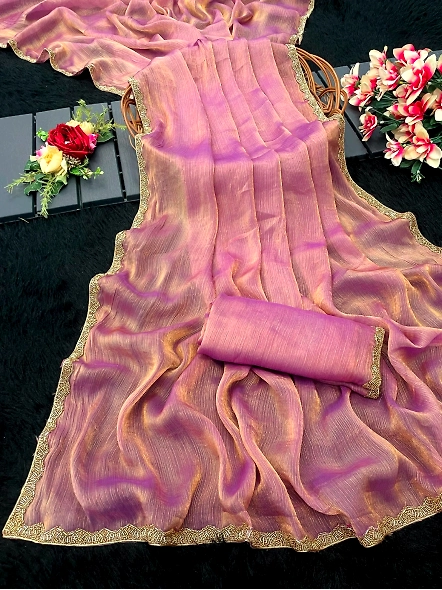 Frandy Crush Silk Saree in Purpel