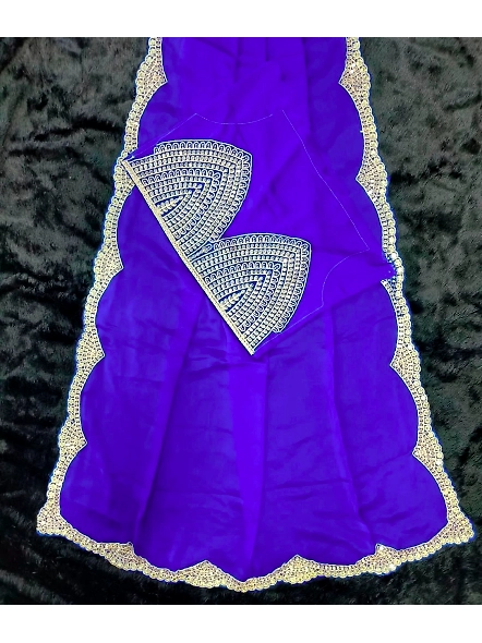 Blue Embroidered Silk Wedding Saree for Festivals