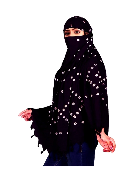Lightweight Summer Scarf with Bandhani Print-Blue-1