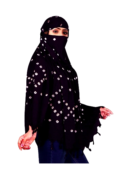 Lightweight Summer Scarf with Bandhani Print-Blue-2