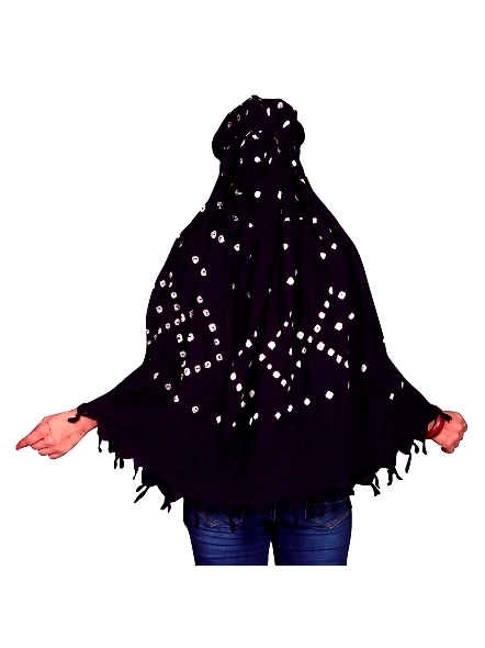 Lightweight Summer Scarf with Bandhani Print-Blue-3
