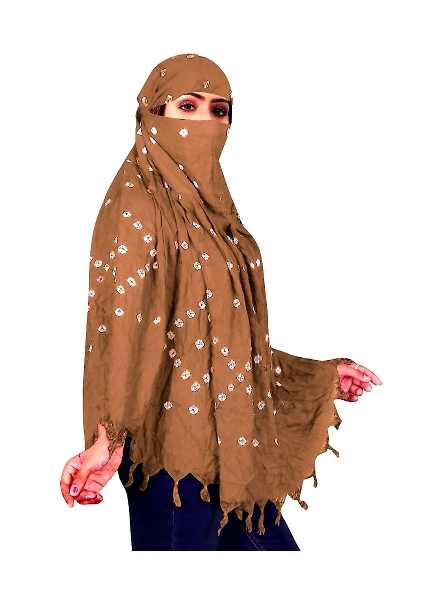 Lightweight Summer Scarf with Bandhani Print-Beige-2