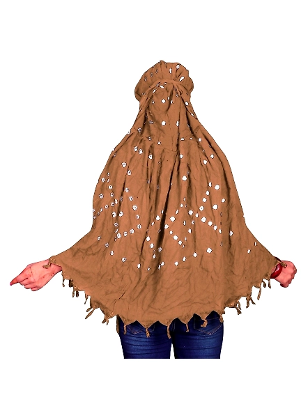 Lightweight Summer Scarf with Bandhani Print-Beige-3