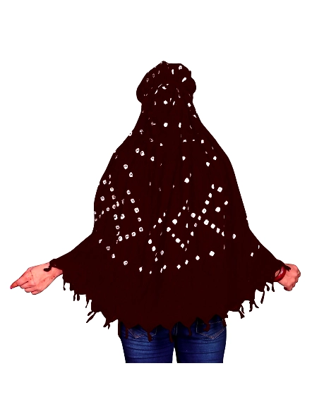 Lightweight Summer Scarf with Bandhani Print-Maroon-3