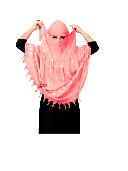 Lightweight Summer Scarf with Bandhani Print-Peach-1