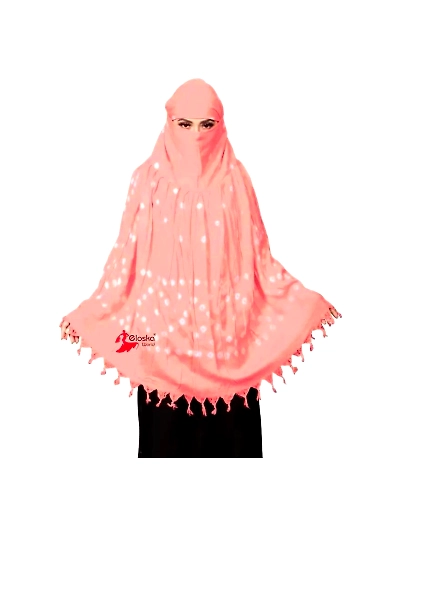 Lightweight Summer Scarf with Bandhani Print-Peach-2