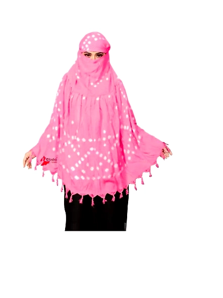 Lightweight Summer Scarf with Bandhani Print-BS_Pink
