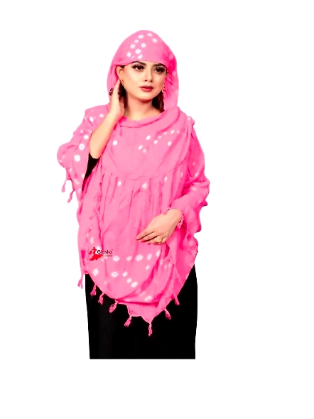 Lightweight Summer Scarf with Bandhani Print-Pink-2