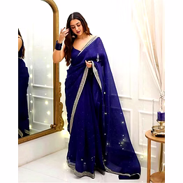 shiv beads stone saree
