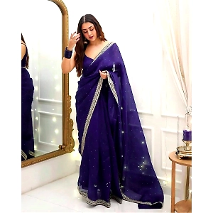 Beads & Stones Saree with Sequin Thread Embroidery