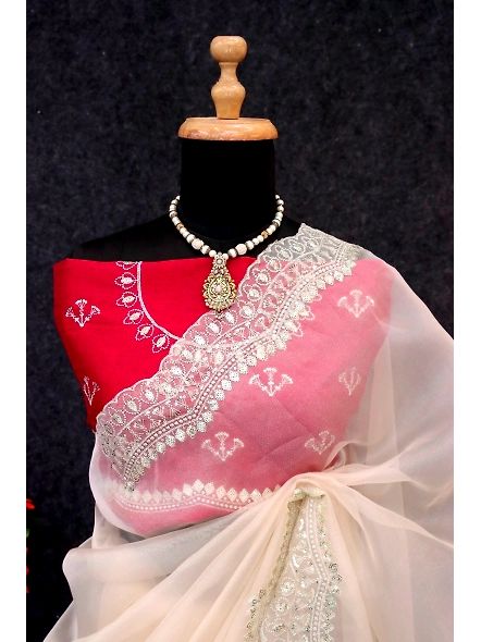 Gold Tissue Organza Saree for Special Occasions-Gold-3