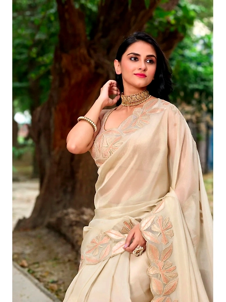 floral applique saree