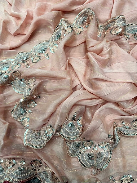 Pink Tabby Silk Saree With Blouse Piece