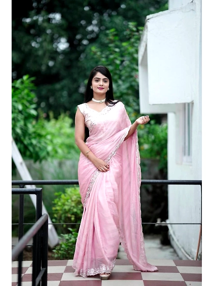 Pink silk saree