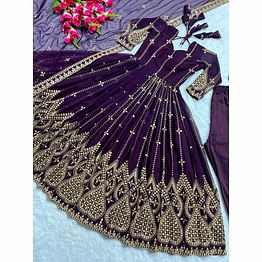 nency tex purple georgette embroidery sequence anarkali suit