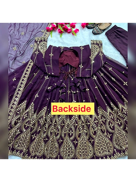 Purple Georgette Embroidery Sequence Anarkali Suit