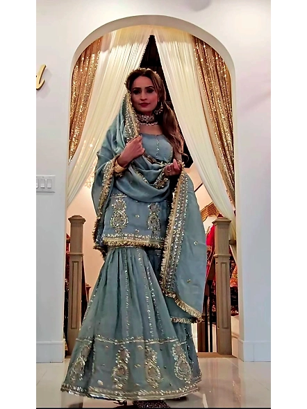 Gray Sharara with dupatta