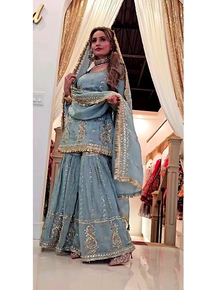 Gray suit georgette